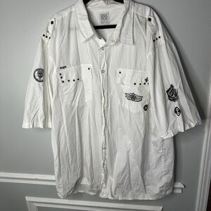 Enyce Button Up Shirt Men's 6x Short Sleeve White 100% Cotton Adults